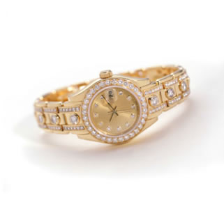 Diamond and gold watch
